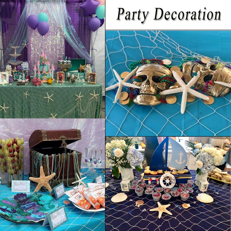 Fangoo 79 x 59 inch Nature Fish Net Wall Decoration with Colorful Sea Shells and 10 Pcs Natural Starfish Ocean Themed Mediterranean Style Fishing Net for Beach Party,Wedding,photography Wall Decoration - Image 5